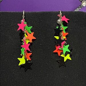 Clip On Colorful Stars Dangly Earrings